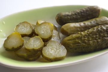 Pickles in a oval dish