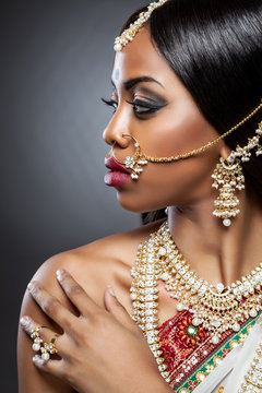 Exotic Indian bride dressed up for wedding