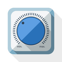 Volume knob icon with long shadow on white background