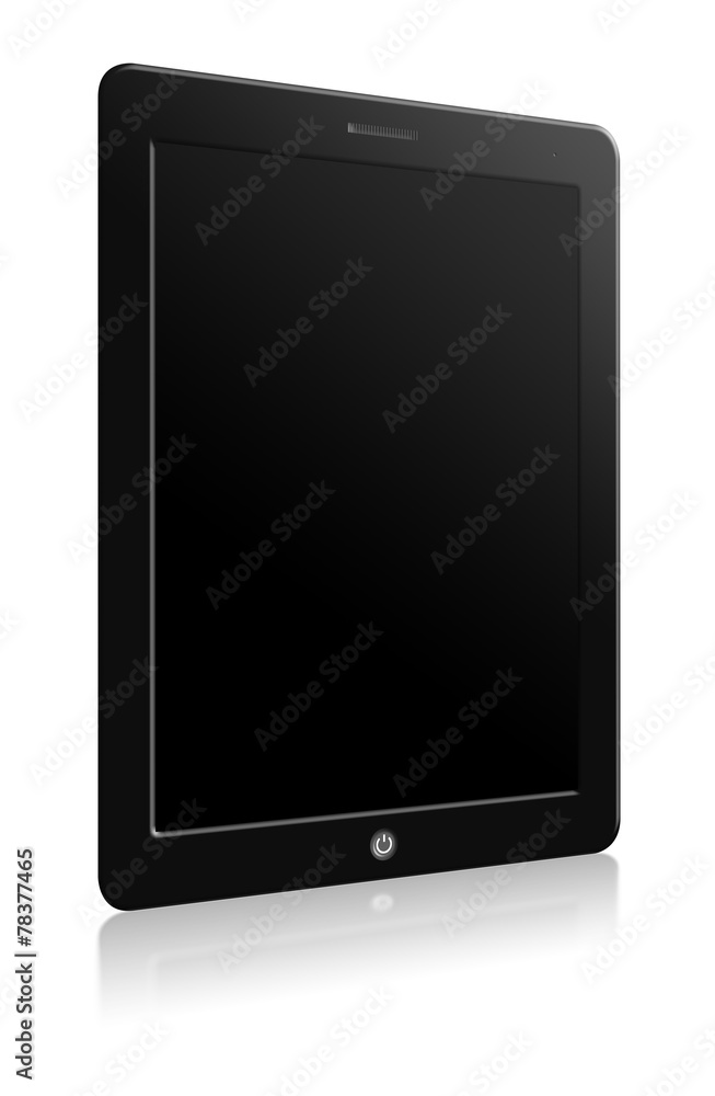 Poster computer tablet with blank screen with reflection