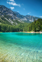 Grüner see with crystal clear water in Austria