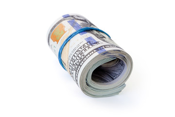 stack of money dollars isolated on white