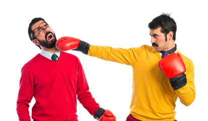 Twin brothers fighting