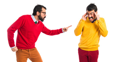 man yelling to his brother