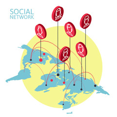 Conceptual image with social networks. Flat isometry