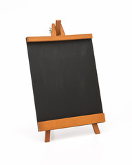 Blank chalkboard with wooden stand.