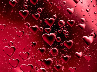 Red floating hearts
