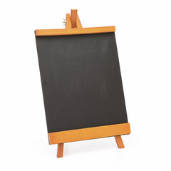 Blank black board with wooden stand