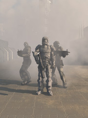 Future Space Marines Advancing from the Mist © Algol