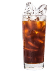 Plain ice coffee over white background