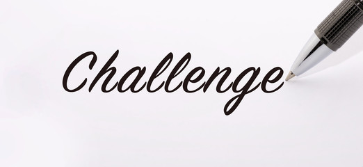 Obraz premium Pen write challenge word on paper