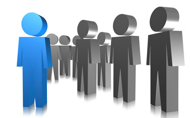 Unusual or outstanding person in 3D