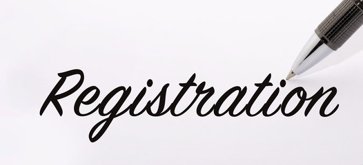 Pen write registration word on paper - 78383088