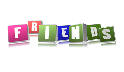 Friends word in 3D boxes