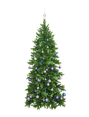 the fir-tree decorated blue spheres, beads lamps, isolated