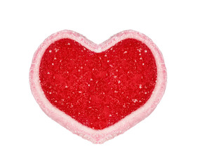 Fototapeta na wymiar red marmeladny heart, from fruit jelly, isolated on the white