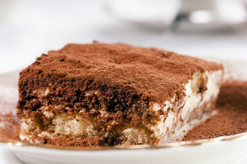 Tiramisu Cake selective focus