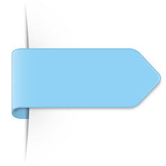 Long light blue arrow sticker with shadow and space for text