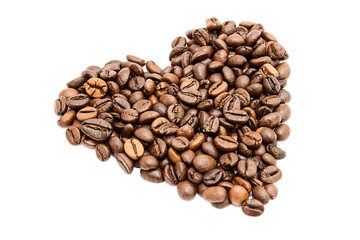 Coffee heart on a white background