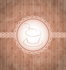 Vintage background with coffee label, coffee bean's texture