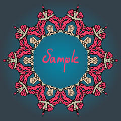 Stylized mandala frame with place for text.