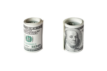Roll of dollars isolated on white background