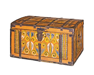 Ancient chest , isolated on the white