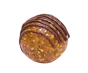 Chocolate a sweet round on a white background