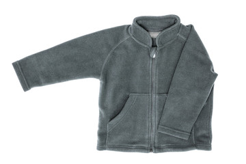 Gray fleece jacket, isolated on the white