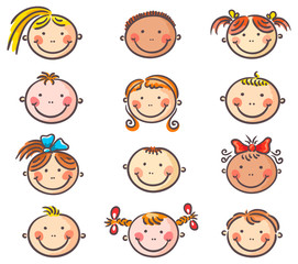 Happy cartoon kids faces