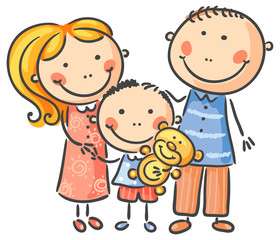 Fototapeta na wymiar Happy family with one child