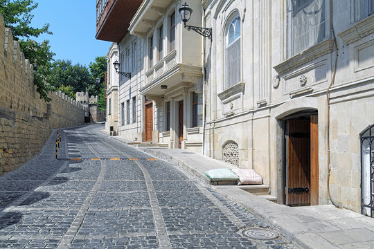 Kicik Qala Street and fortress wall of the Baku Old City