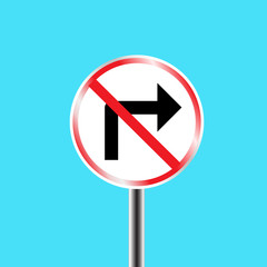 Prohibitory traffic sign - right turn prohibited