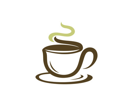 Pictograph of mug coffee or tea cup in stain ring for template logo, icon, identity vector designs, and graphic resources.