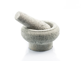 Marble Mortar and pestle on isolated background