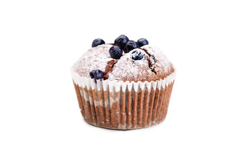 chocolate muffin isolated on white background