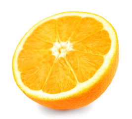 Juicy half of orange isolated on white