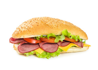 Sandwich with ham and tomatoes