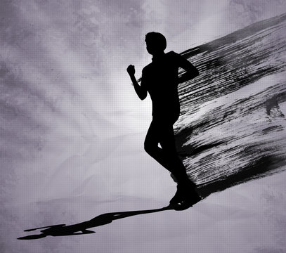 Runner man black silhouette