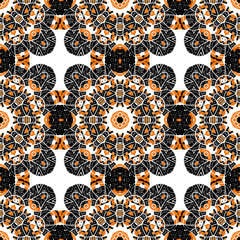 Seamless oriental tiled pattern. Stylized flowers endless