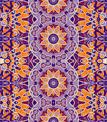 Ornamental wallpaper made of stylized flowers.