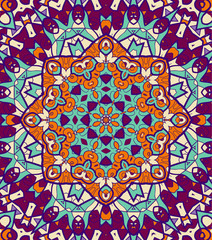 Bright coloured seamless mandala. Violet, green 