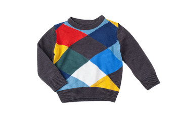 colorful sweater for children, isolated on white