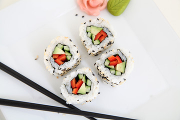 Uramaki. Traditional japanese sushi rolls