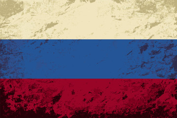 Russian flag. Grunge background. Vector illustration