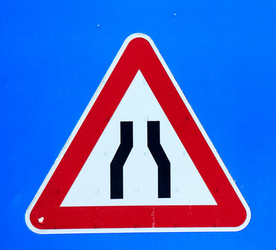 narrow road sign