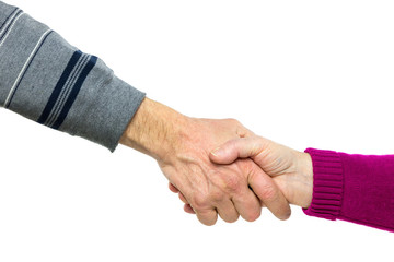 Man and woman shaking hands