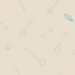 Seamless background with kitchen tools for your design