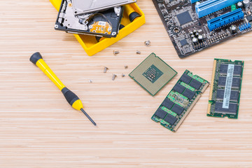 Technician support upgrade part and fixing laptop.