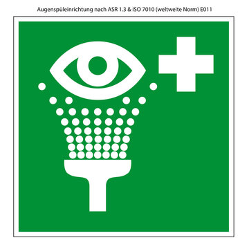 Augenspr&uuml;heinrichtung Vorlage Schild nach ASR 1.3 und ISO 7010